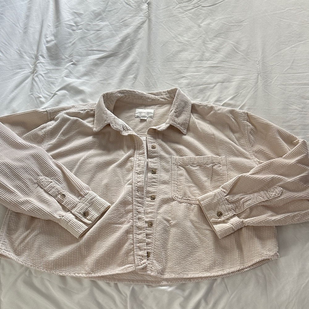 American Eagle Cream Corduroy Shirt